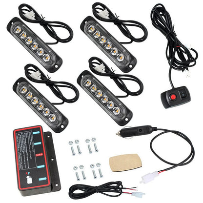 4PCS Grill Red Blue Emergency Remote Wireless Control Flash