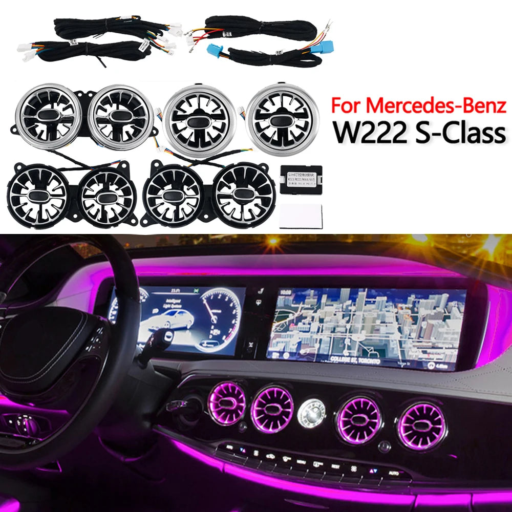 For Mercedes Benz Accessories S-Class W222 Air Vent RGB Turbine