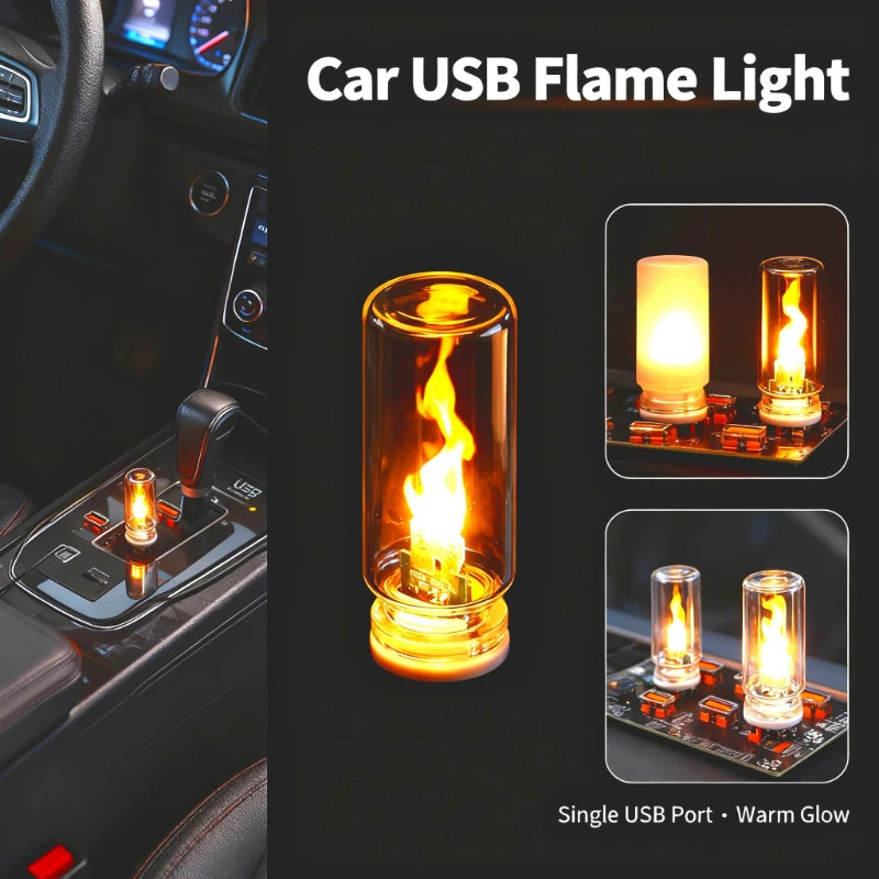 USB Flame Type Night Frosted Clear Glass Flickering Dynamic
