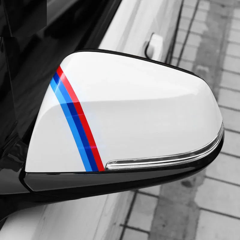 2PCS Tricolor Stripe Waterproof Sticker Vinyl Decal Side Mirror