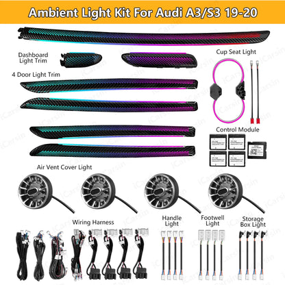 For Audi A3 S3 8V Ambient Icarsin Colors Dynamic RGB Ambient