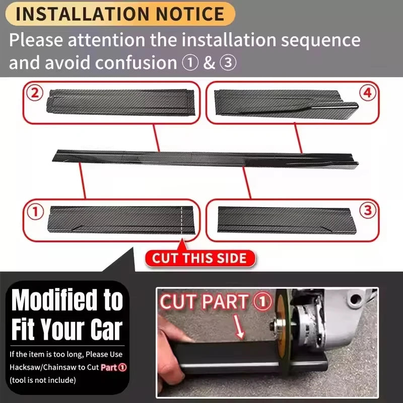 For BMW 2 Series F22 F23 Side Skirts Extension Rocker Panel