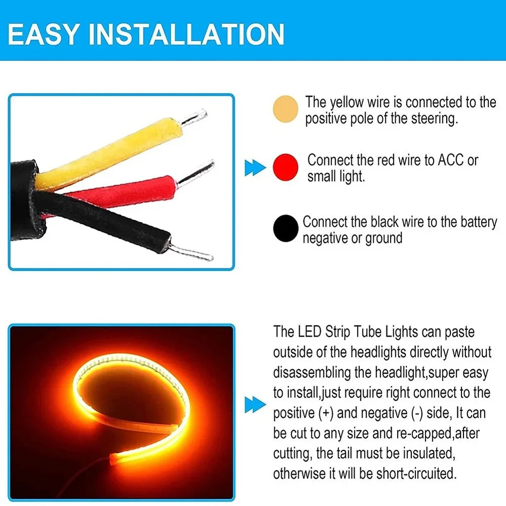 Drl Flexible Waterproof Headlight Strip Headlights RGB Turn