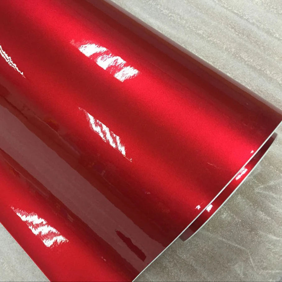 Red Glossy Metallic Glitter Vinyl Sticker Motorbike Wraps Candy