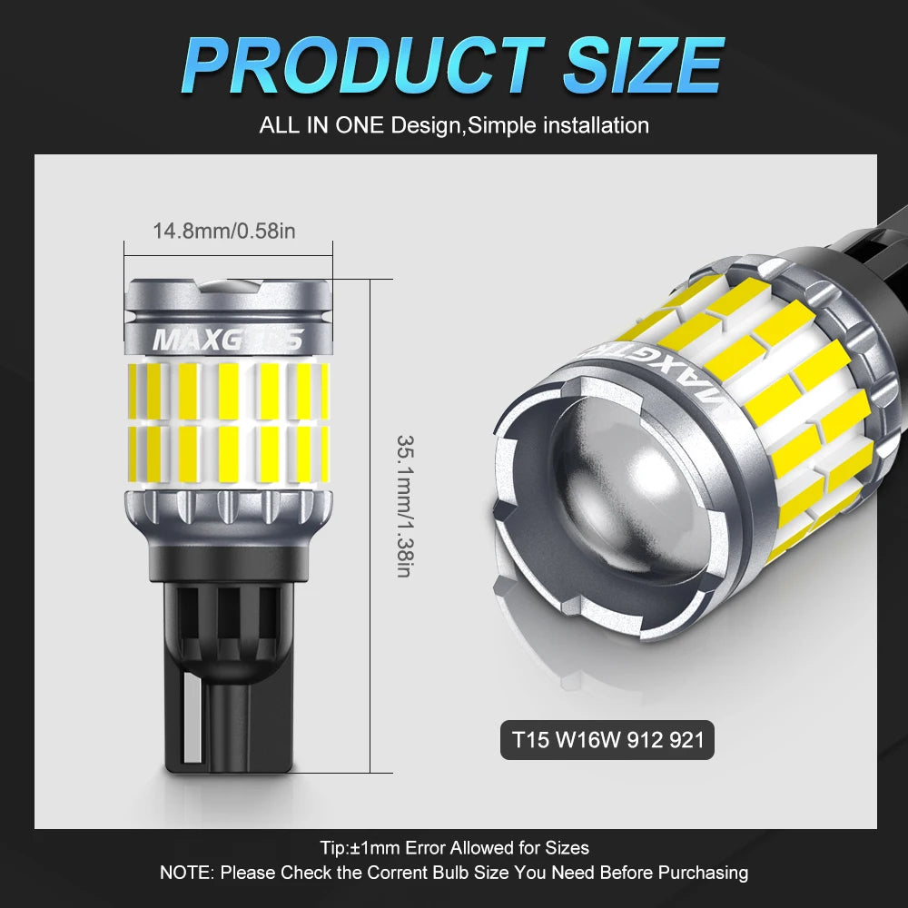 2X 2000LM Canbus T15 T16 Reverse 912 W16W W15W