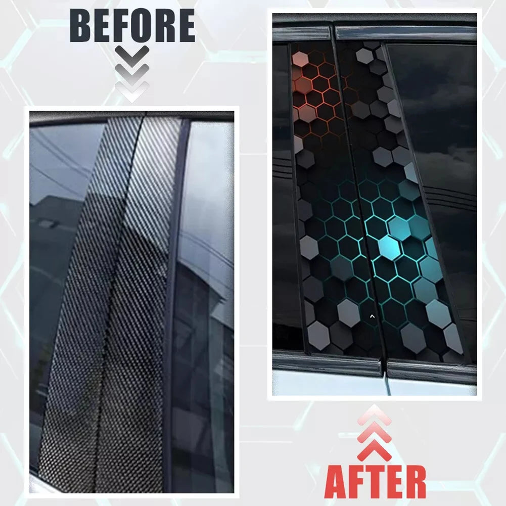 For Honeycomb Auto 2PCS B-Pillar Waterproof Decal Door Post