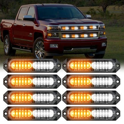 Nilight 8PCS Strobe 12V 24V Amber White Sync Feature