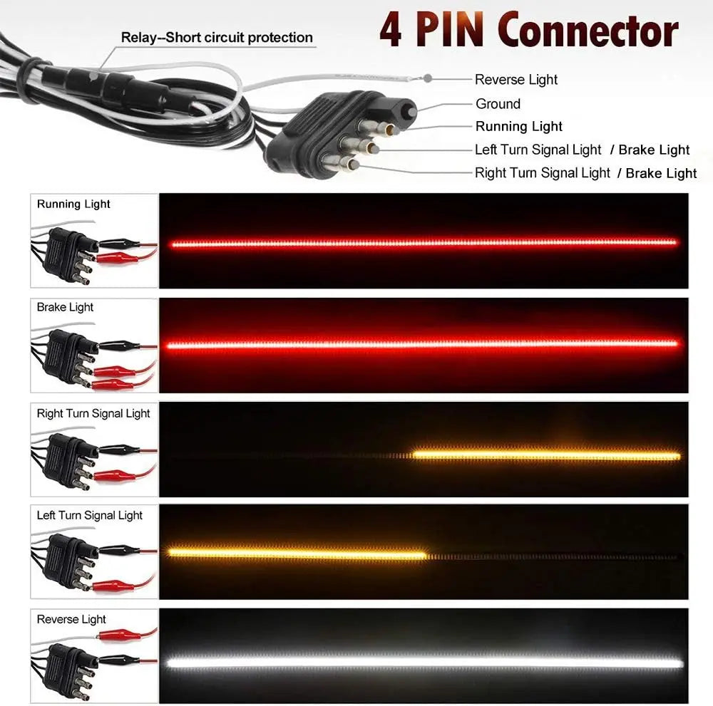 12V 48 Inch Brake Turn Warning Signal Flexible Strip