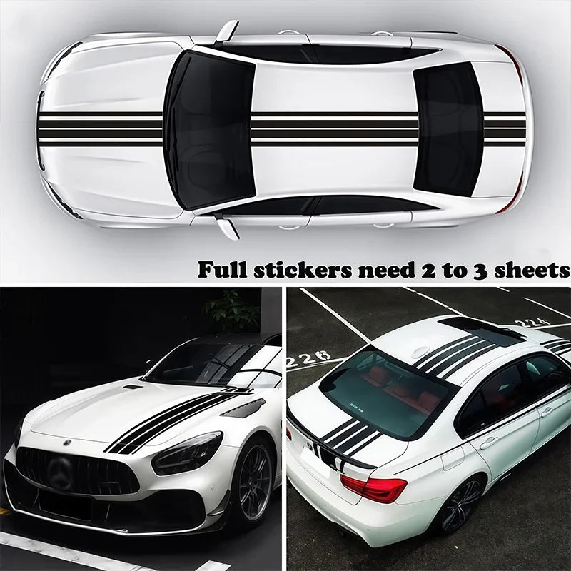 For Vehicle Bonnet Roof Body Exterior Racing Stripe Hood Decal