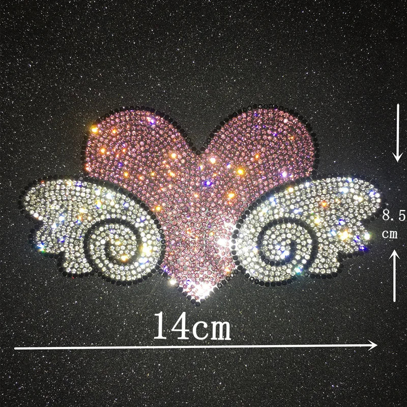 Bling Angel Wing Heart Crystal Sticker Rhinestone Stars 3D