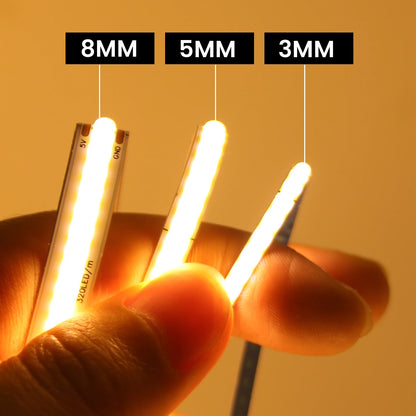 Dc 5V Cob Strip 3MM 5MM 8MM Battery Powered