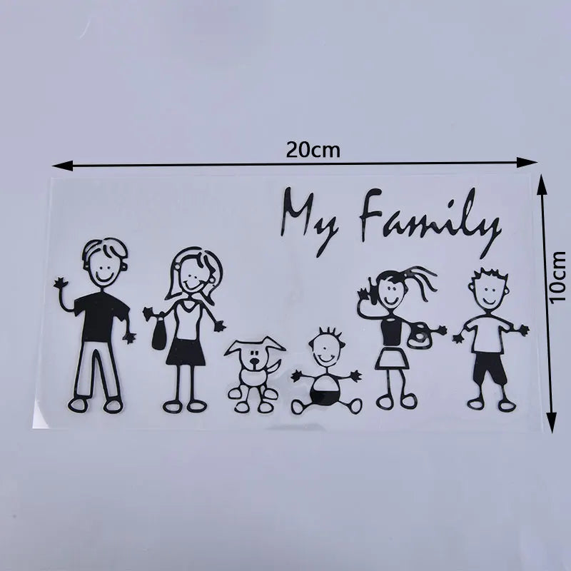 Family Decal Window Sticker Stick Figure Kid Baby Cat