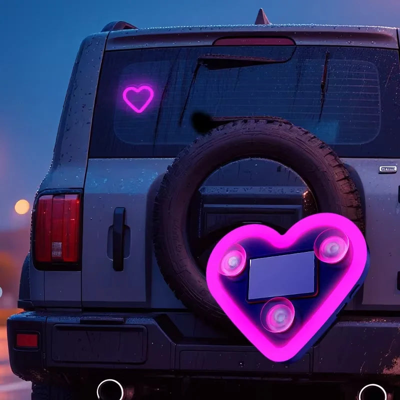 Solar Powered heart-shaped Neon Atmosphere Triangle Window Rear
