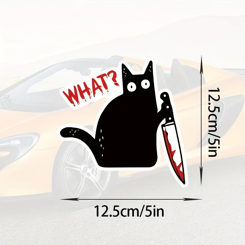 For Windows Wal Funny Murderous Cat Holding Knife Halloween