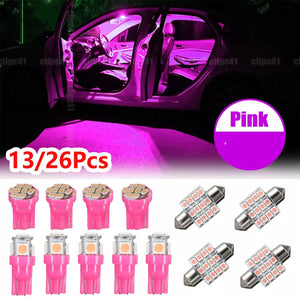 26PCS Purple Pink Interior Package Kit Dome License Plate