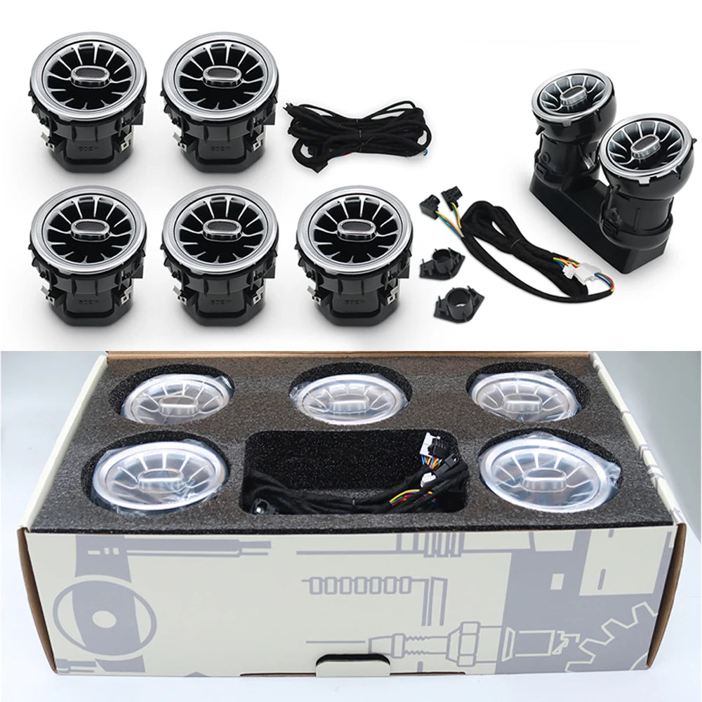 For Mercedes Benz Accessories W205 GLC X253 W213 W222 W206 C117 CLA X156 W176 W177 C118 Turbine Air Vents with LED Ambie