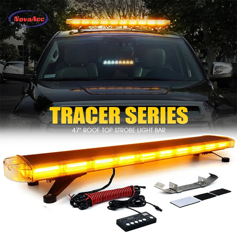 Inch Cob Amber Rooftop Emergency Strobe Bar W Adjustable