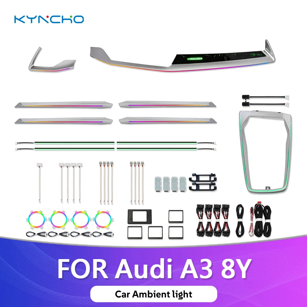 For Audi A3 8Y LED Kyncho Ambient Kit Colors RGB Bluetooth APP