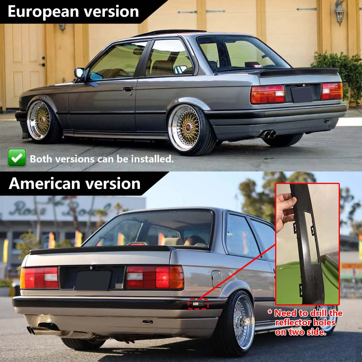 For BMW E30 Euro 316 318 320 325 1987-1994 Rear Bumper Cover
