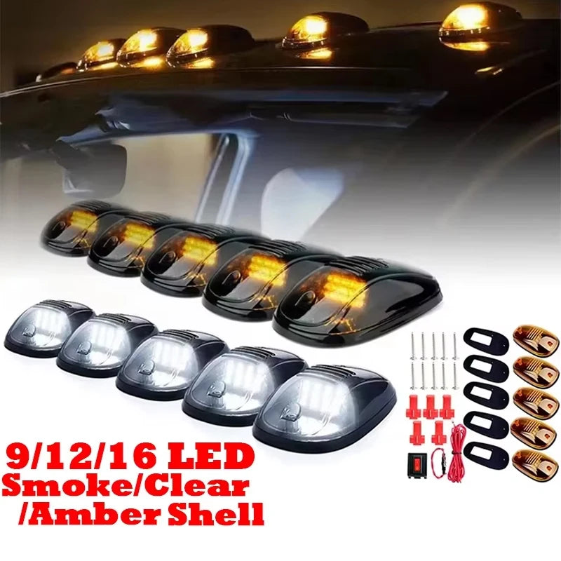 For F150 5PCS 9LED Cab Marker Roof Mouse Running Amber White