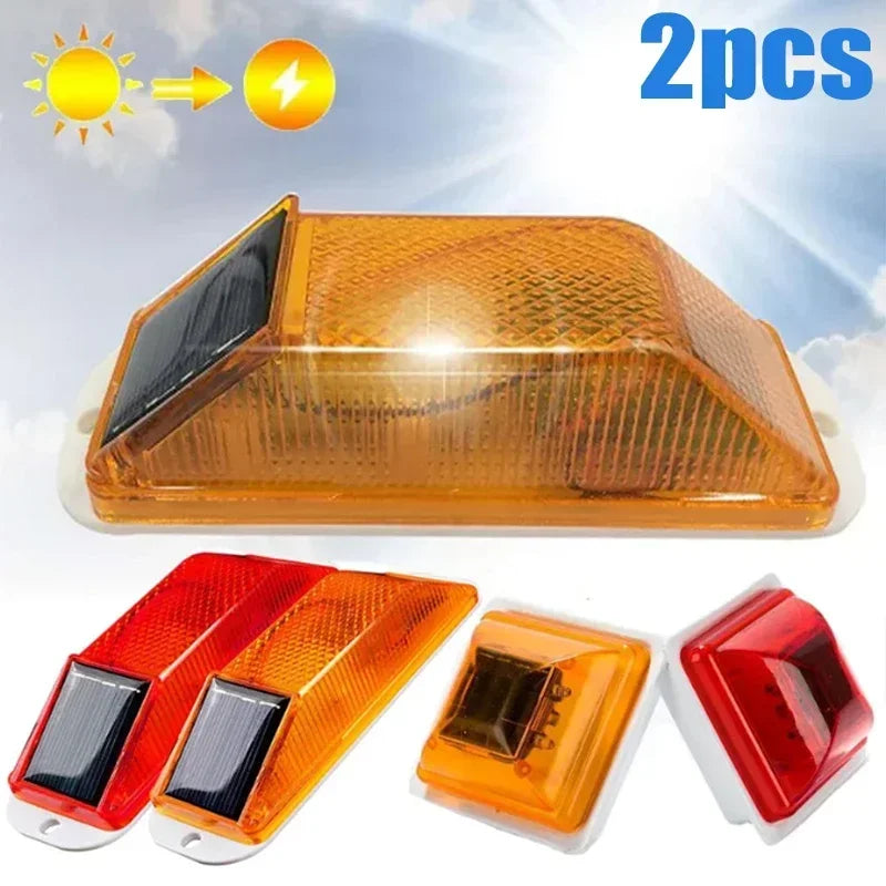2PCS Solar Strobe Warning Rechargeable Night Safety Driving