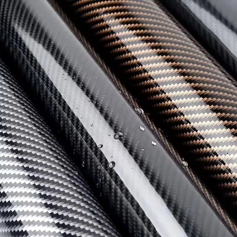 Super Glossy Black Gold Carbon Fibre Vinyl Sticker Wrap