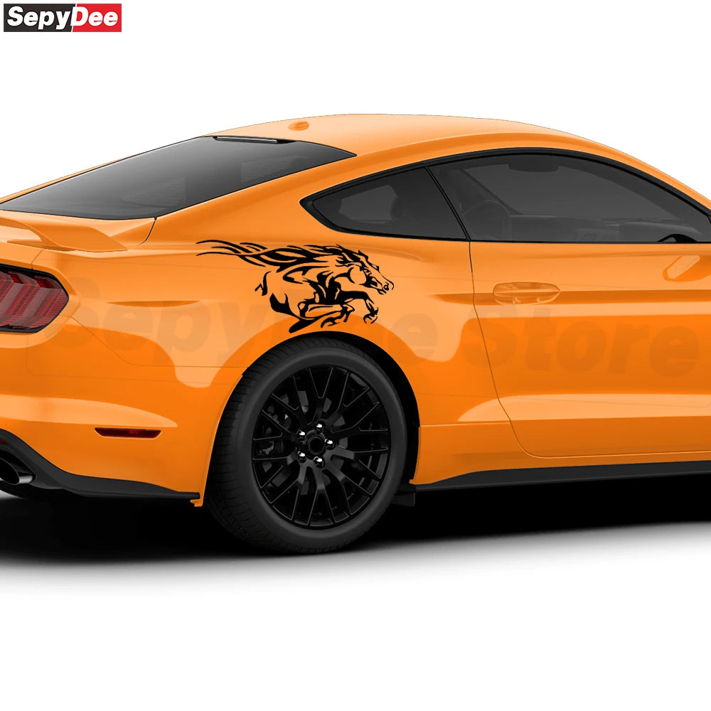 For Mustang Challenger Porsche Ford Pickup Running Horse Side