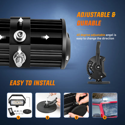 Nilight Bar 6.5inch Triple Row Spot Flood Combo Beam