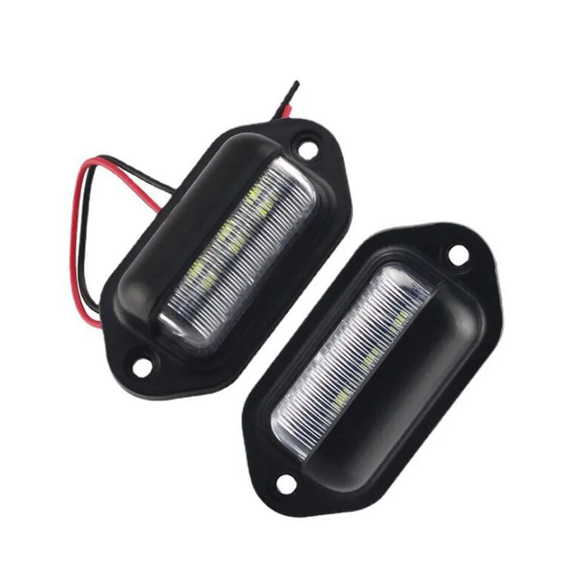 2PCS 6LED License Plate 12-24v Side Marker 6500K White