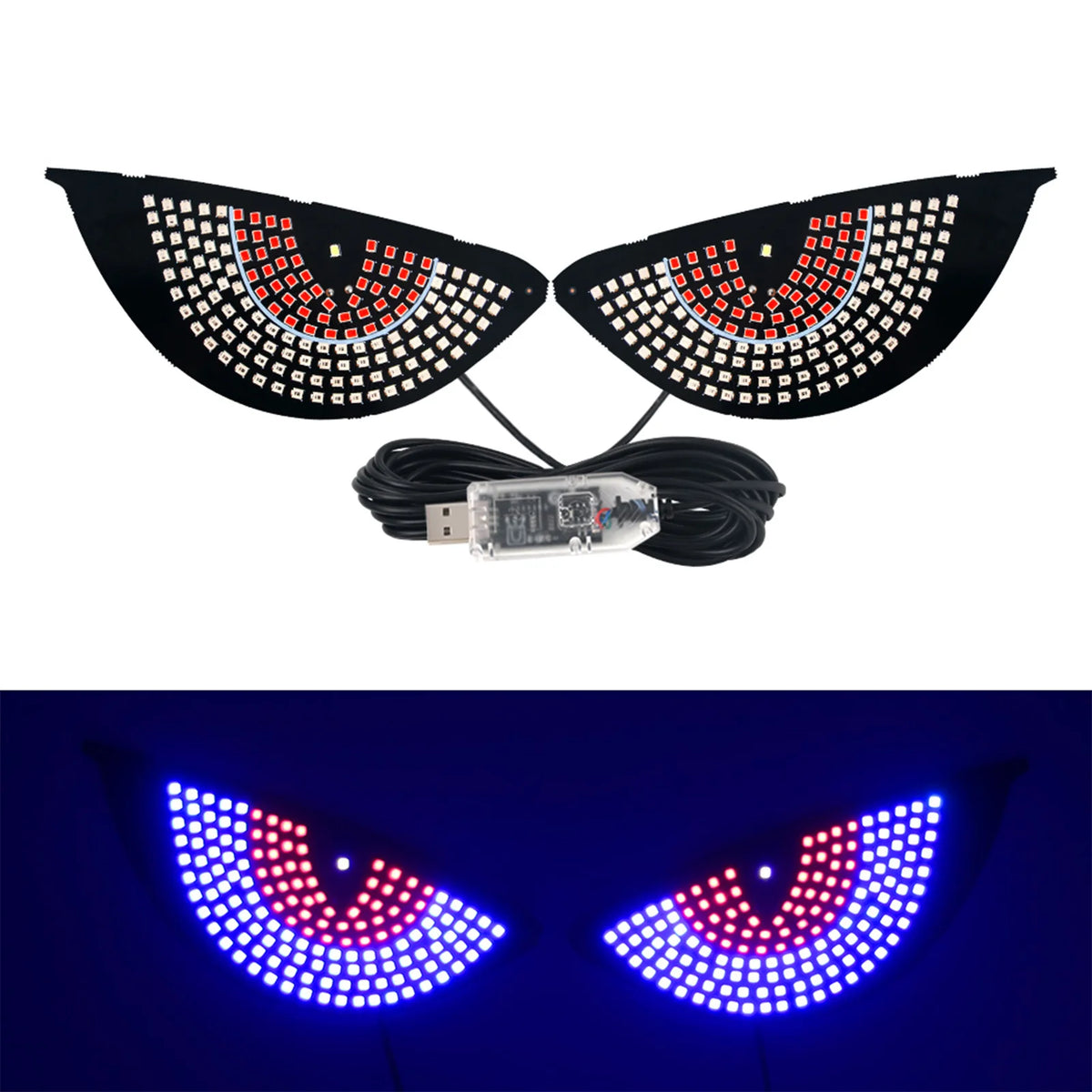 LED Decorative Light Panel For Cars Trucks & Vans Cartoon Eye Face Warning Strobe Light Anti-Collision Pattern Brake Tai