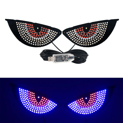 LED Decorative Light Panel For Cars Trucks & Vans Cartoon Eye Face Warning Strobe Light Anti-Collision Pattern Brake Tai