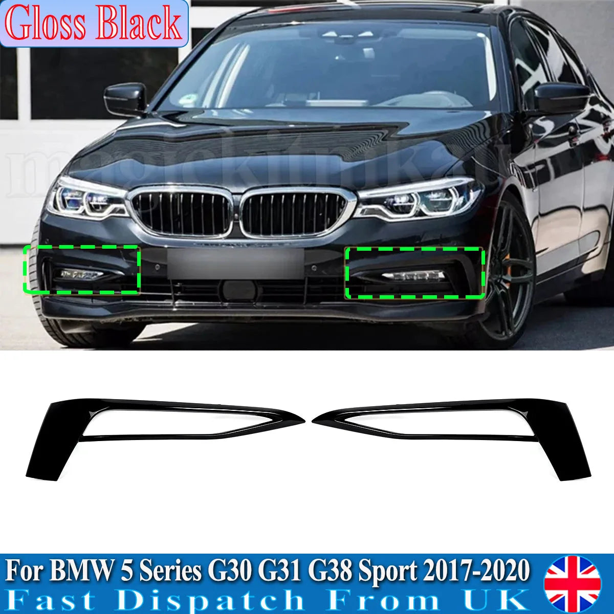 For BMW 5 Series G30 G31 Front Fog Bezel Cover G38 518D 520I