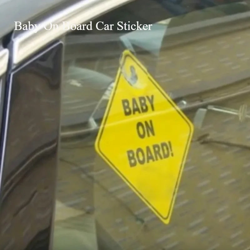 Baby On Board Safety Window Suction Cup Yellow Warning