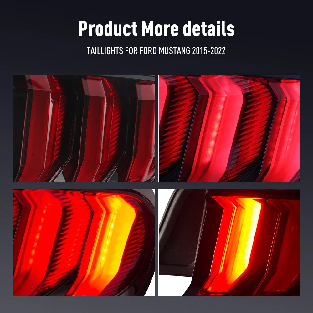 For Ford Mustang 2015-2022 Drl Reverse Pair Tail Brake Turning