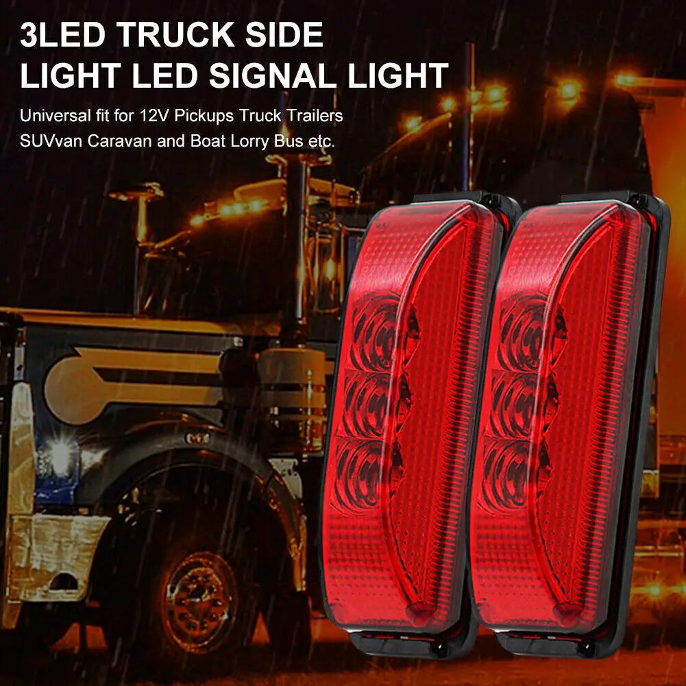 2PCS Truck Outline Side Marker Trailer 3LED Front Rear