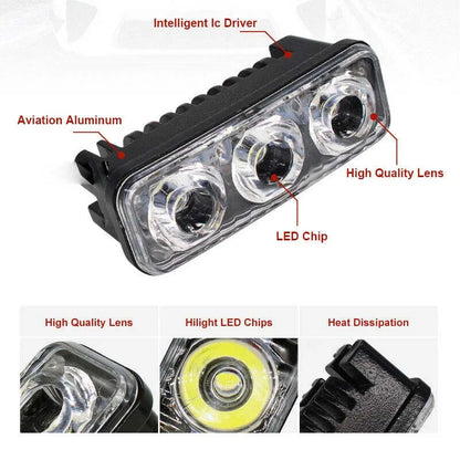 2PCS 3LED Super White Power Work 6000K 7000K Drl