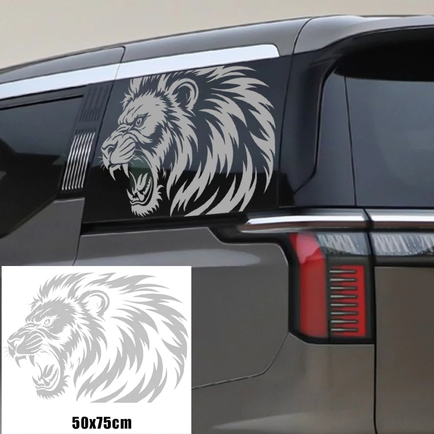Roaring Lion Head Vinyl Window Sticker 50x75cm Waterproof Van