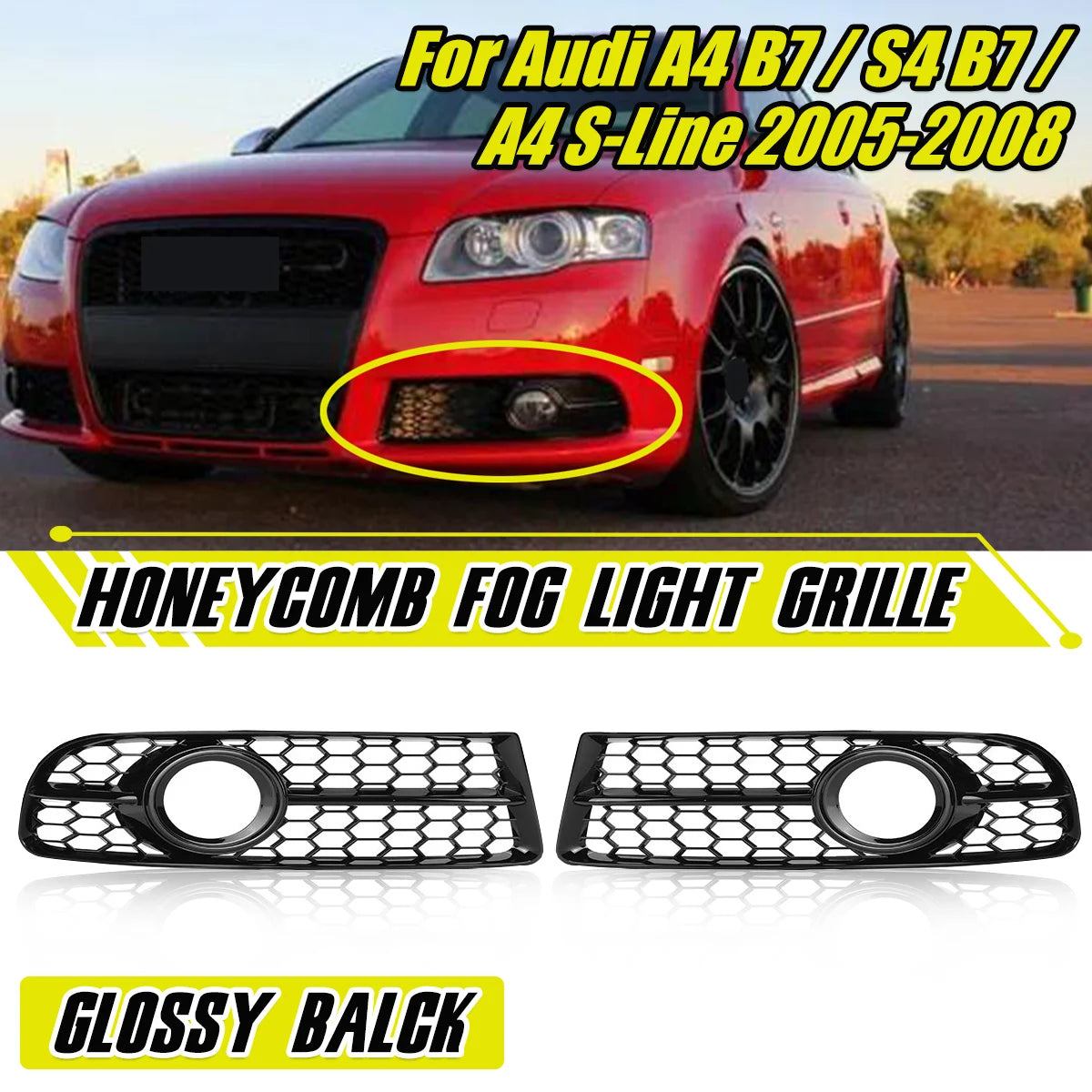 For Audi A4 B7 S4 B7 Front Bumper Fog Grille A4 s-line 2005-2008