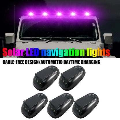 5X RGB Solar Powered Strobe Bar Remote Control Roof