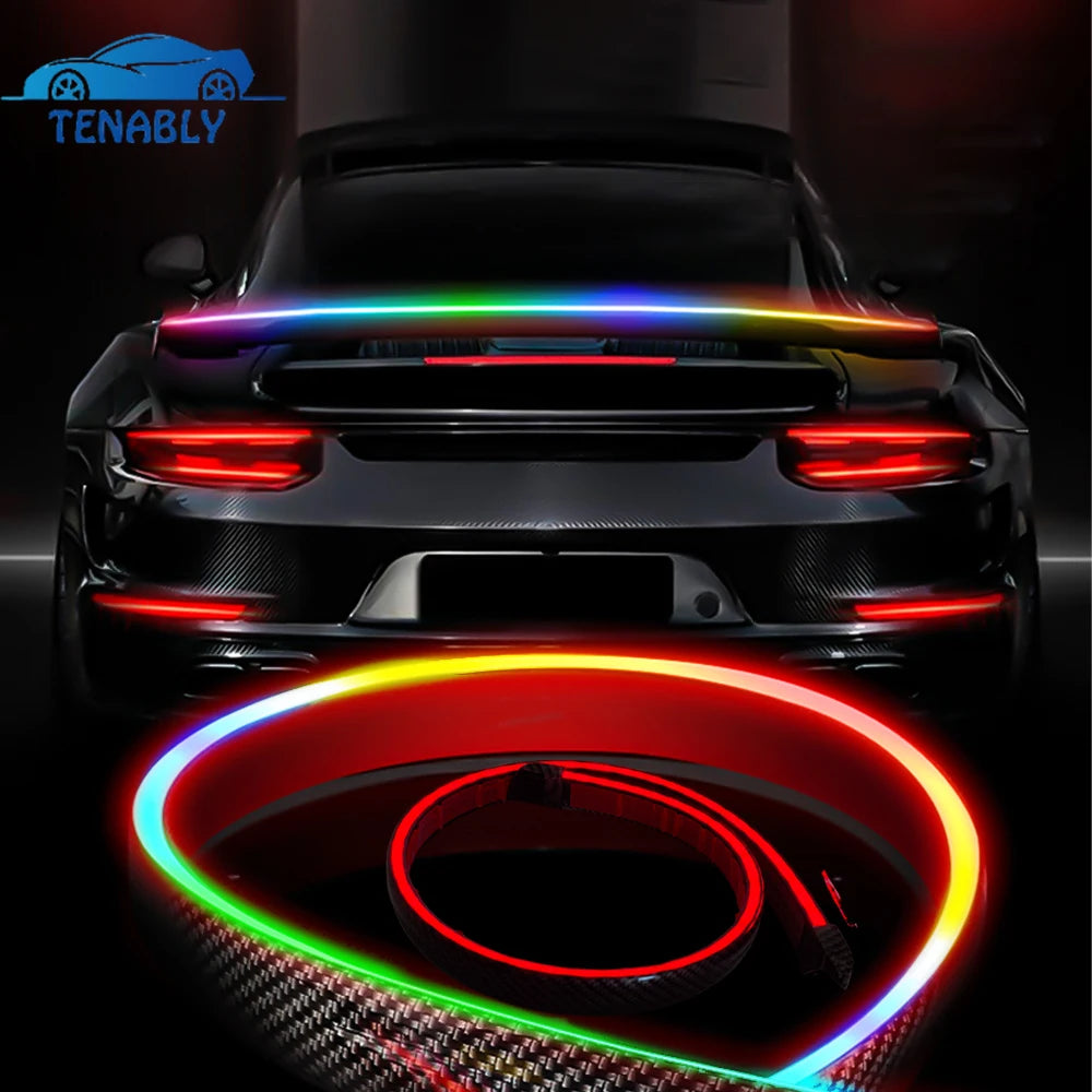 RGB Carbon Fiber Tail Brake Strip Rear Lip Spoiler