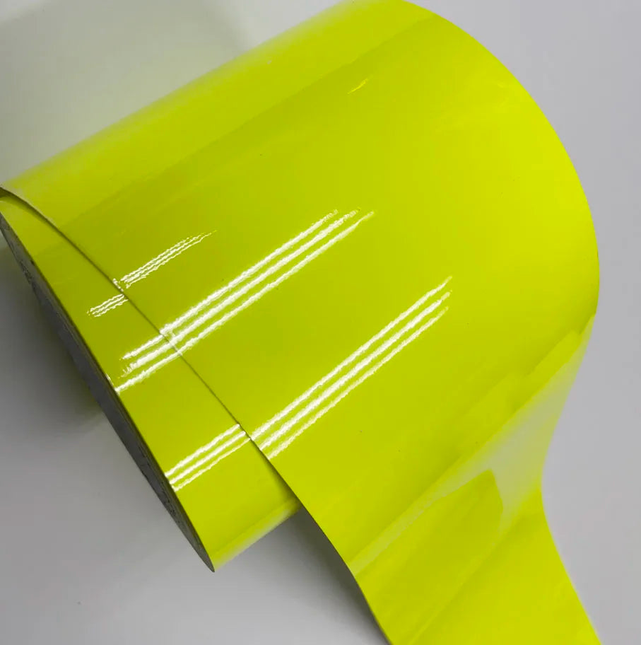 10CM 8M Premium Glossy Fluorescent Yellow Vinyl Wrap Film