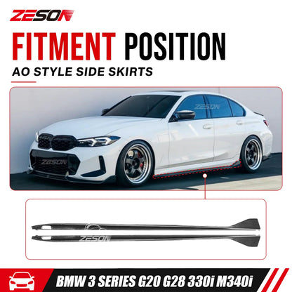 For BMW 3 Series G20 325I Zeson Real Carbon Fiber Side Skirts Ad
