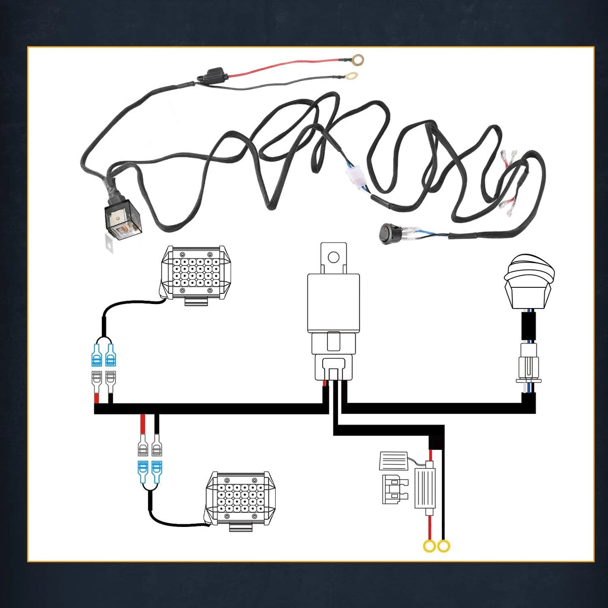 For LED Light Bar Driving Wiring Harness Lead 12V 40A Rocker