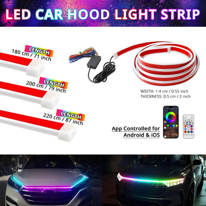 Multi Color APP Control Hood Strip RGB Engine Bay