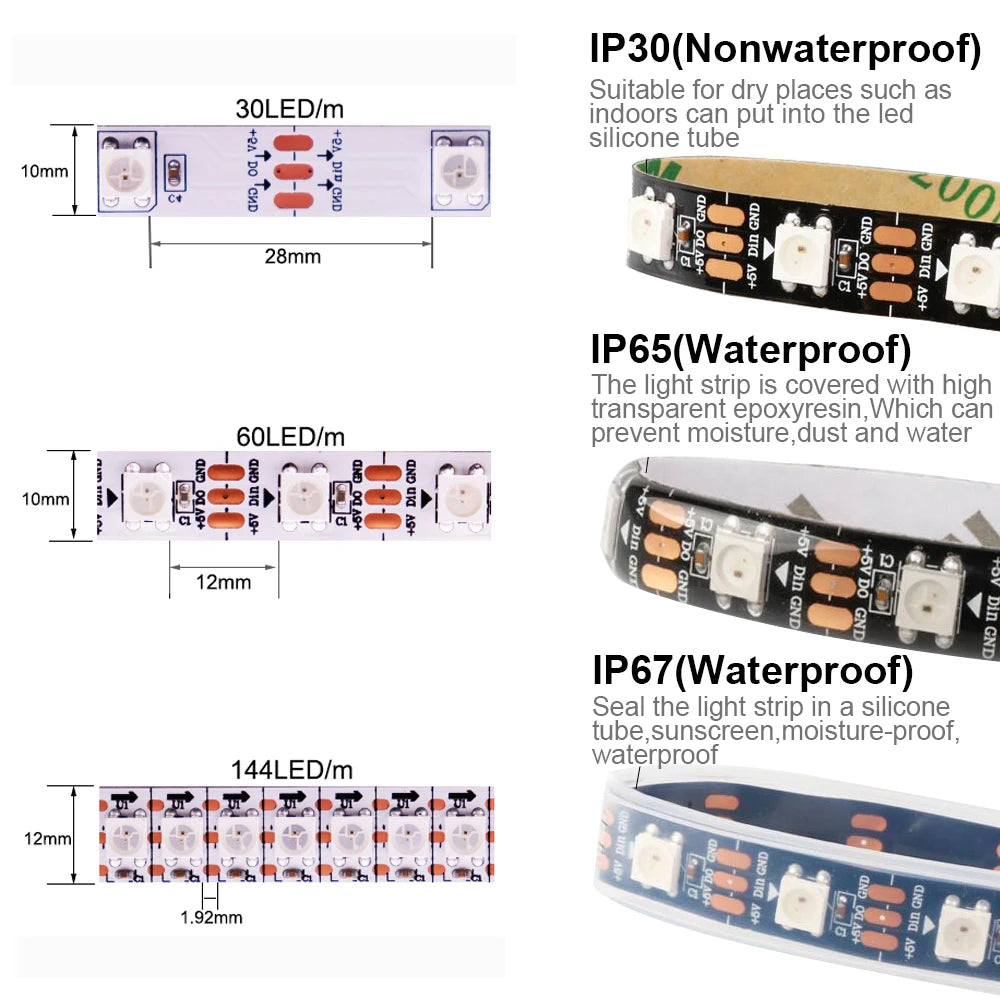 WS2811 ws2812b WS2813 WS2815 5050rgbic Smart Strip Individually