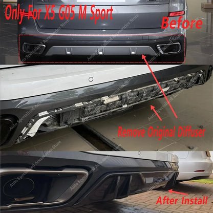 For BMW X5 G05 30D 40D Gloss Black Mp Rear Bumper Lip Exterior