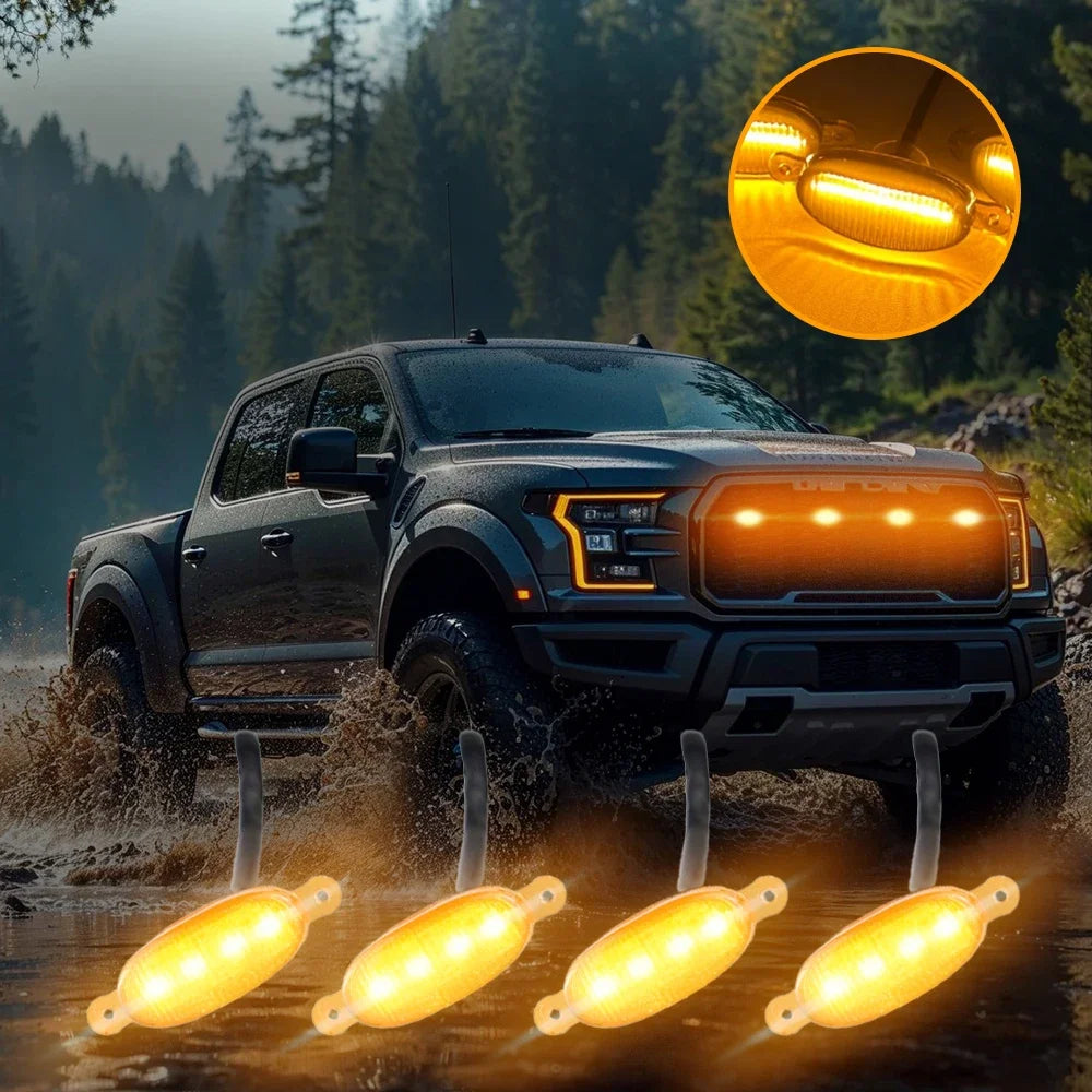 Amber Marker Lamps Front Grille Trucks Suvs Pickup Black