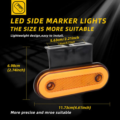 10PCS 12V 24V Truck Side Marker Trailer Van Bus