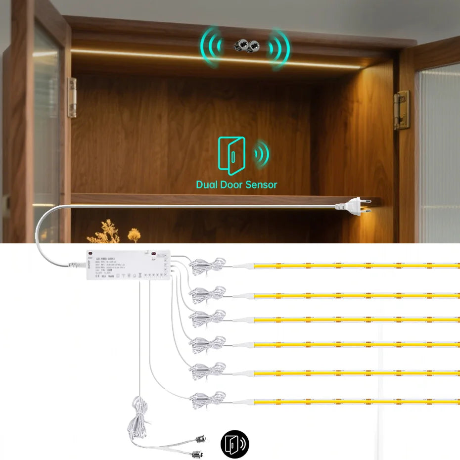 For Wardrobe Showcase Bookshelf Au Eu dc12v Cob Under Cabinet