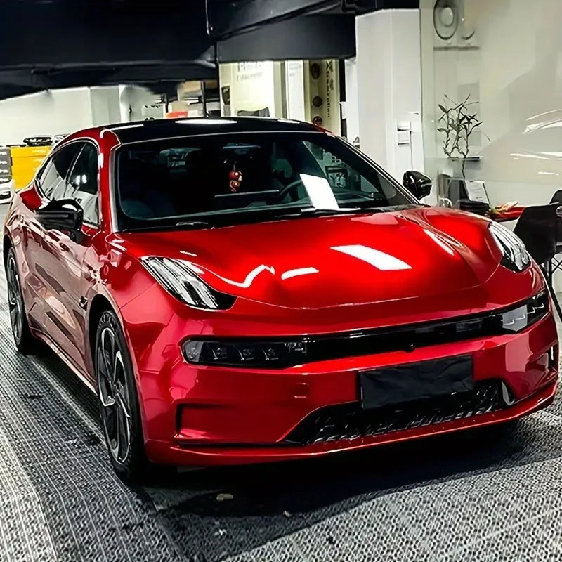 Premium Candy Gloss Metallic Red Vinyl Wrap Film Self